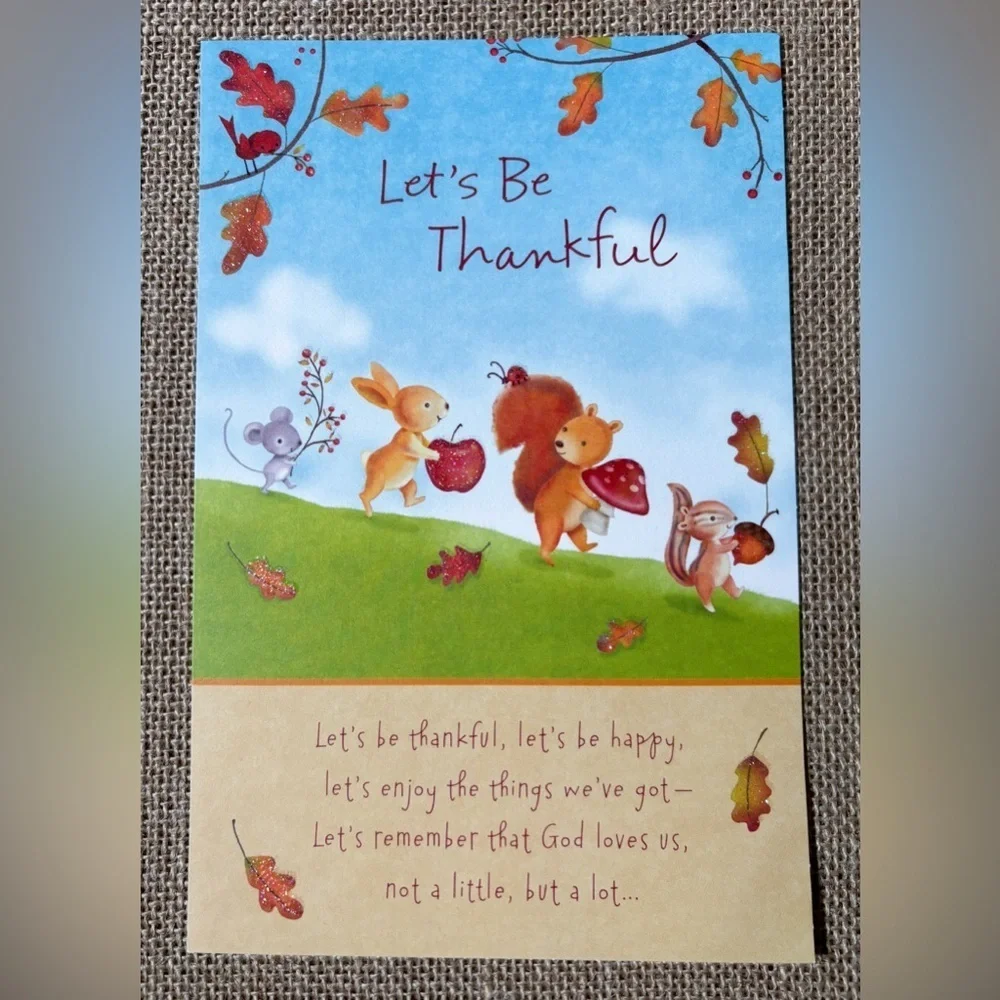 Lets Be Thankful Thanksgiving Card Woodland Animals Cottage Core Junk Journaling